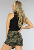 Camouflage Print Skort met Riem Detail