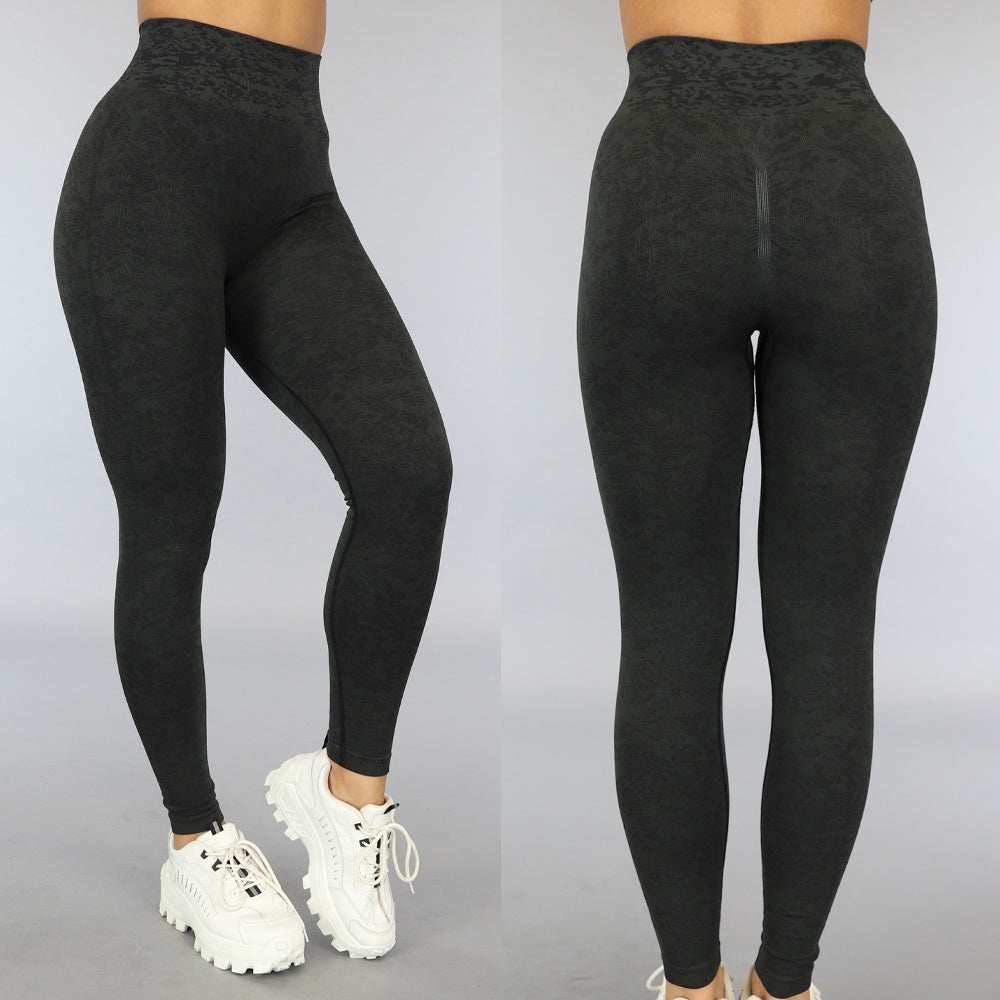 Donkergroene Gemêleerde Squat Proof Sportlegging