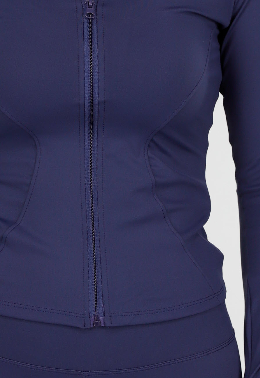 Navy  Stretch Sportset met Strakke Legging en Vestje