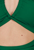 Groen Badpak met Halterband en Cut Out Detail