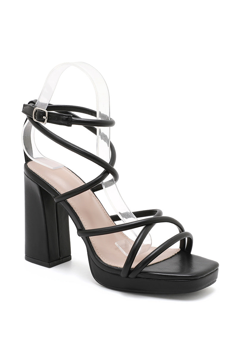 Zwarte Strappy Sandaletten met Blokhak