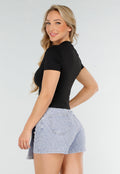 Zwarte Sporttop met Ronde Hals, Korte Mouwen en Stretch