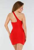 Rode Asymmetrische One Shoulder Bodycon Mini Jurk