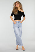 Zwarte Lyocell One Shoulder Stretch Top