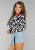Gebreide Wavy Trui met Rood Detail