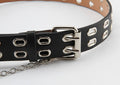 Zwarte Riem met Dubbele Ringen en Ketting