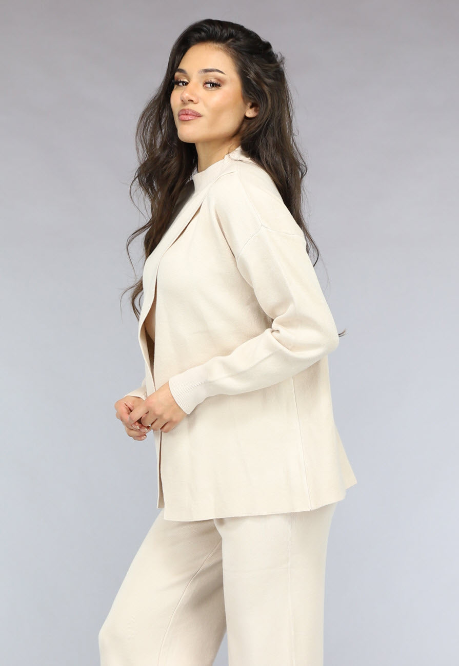 Zachte Beige Lounge Set met Overslag