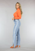 Oranje Rib Bodysuit met Lange Mouwen