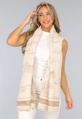 Beige Omslag Sjaal met Print