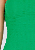Groene Strapless Midi Jurk met Split en Stretch