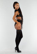 Zwarte Kanten Lingerie Set met Franjes en Open Detail