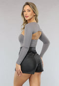 Grijze Elastische Bandeau Top met Bijpassende Bolero