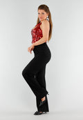 Rood Pailletten Halter Top met Open Rug