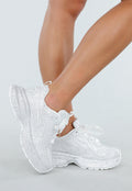 Witte Sneakers met Glitters en Chunky Zool
