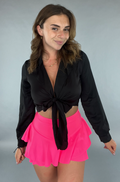 Geplooide Neon Roze Skort