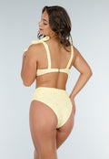 Butter Yellow High Waist Bikinibroekje met Bloemenstructuur