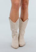 Beige Suede Cowboylaarzen