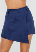 Donkerblauw Suède Look  Skort met Riemlusjes