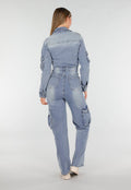 Denim Cargo Jumpsuit Blauw
