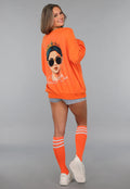 Oranje Koningsdag Sweater Dames met Queen Bae Print