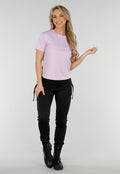 Lila Basic Stretch Top met Loose Fit
