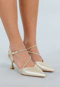 Gouden Glitter Hakken met Bandjes