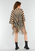 Goud-Zwarte Cover-Up met Zigzagpatroon en Franjes