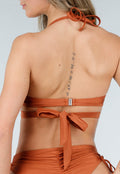 Bronzen Halter Bikinitop met Overslag