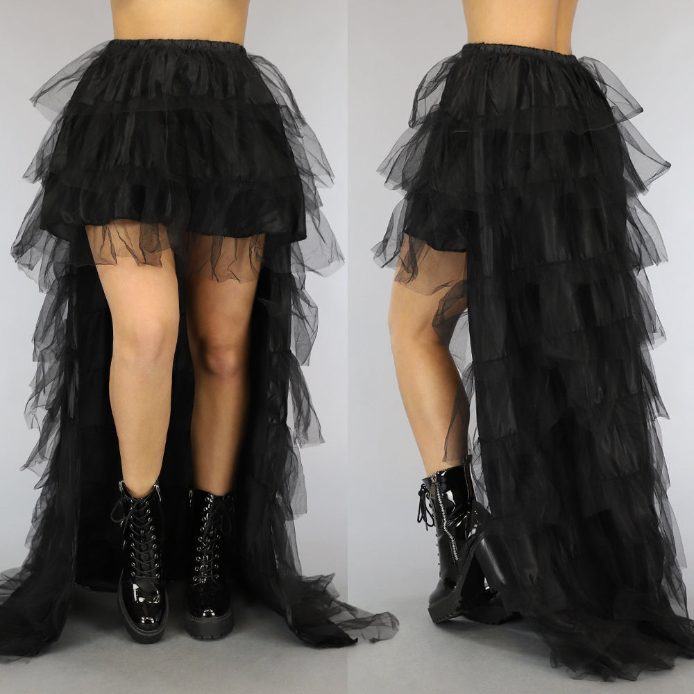 Zwarte Layered Mullet Rok