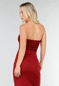 Strapless Korset Jurk in Bordeaux met Glitters