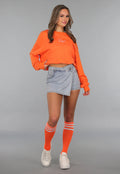 Oranje Koningsdag Sweater Dames met Queen Bae Print
