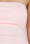 Lichtroze Strapless Jurk met Ballonrok en Afneembare Strik