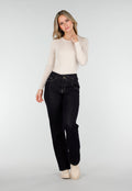 Beige Bodysuit met Lange Mouwen en Ronde Hals Stretch