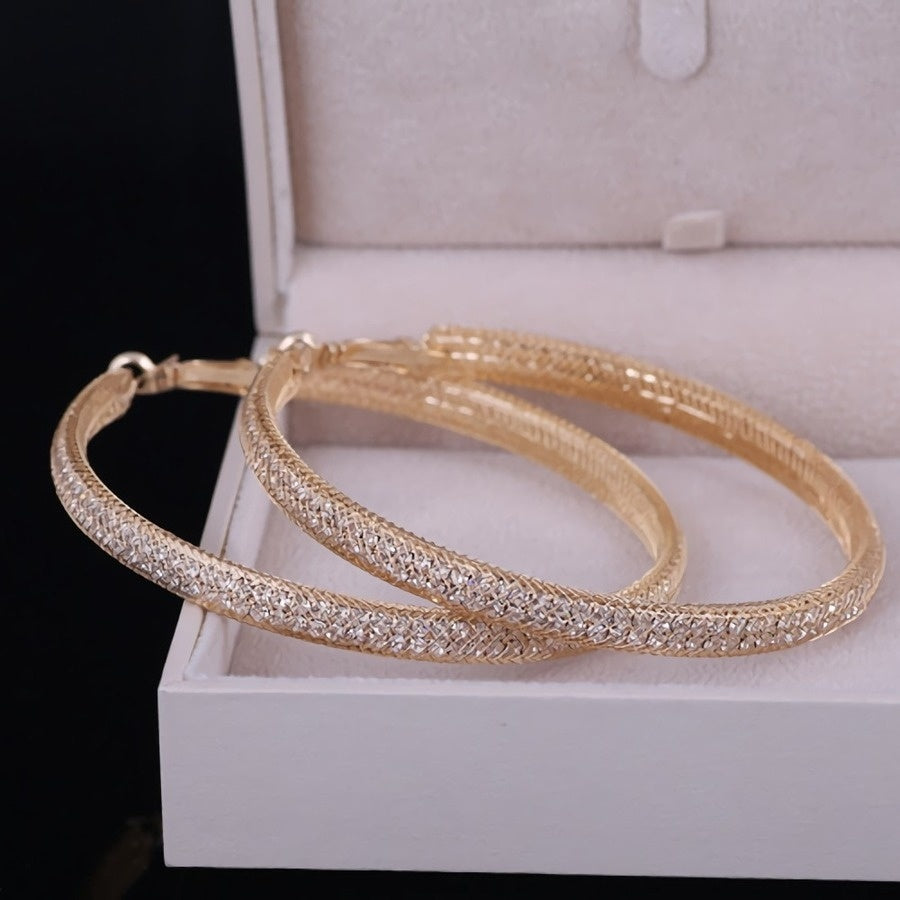 Grote Gouden Gaas Oorbellen met Strass