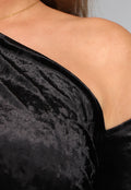 One Shoulder Fluwelen Bodycon Jurk