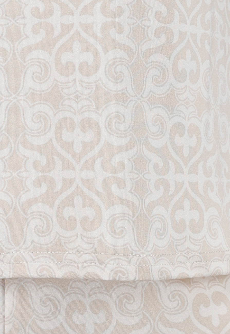 Beige Mouwloze Stretch Top met Schoudervulling en Ronde Hals