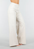 Beige Extra Wide Leg Jeans met Hoge Taille en Stretch