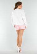 Witte Blouse met Koordsluitingen en Hartvormige Zakken