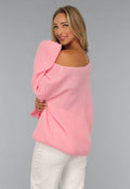 Roze Gebreide Oversized Trui