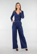 Donkerblauwe Straight Leg Suède Pantalon met Rechte Pijpen
