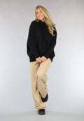 Grote Oversized Gebreide Trui Zwart