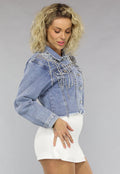 Denim Jasje met Strass Franjes
