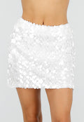 Witte Pailletten Mini Rok met Bloemen