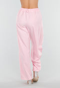 Roze Barrel Overslag Broek met Plooien en Stretchband