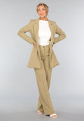 Khaki Stretch Blazer met Schoudervulling