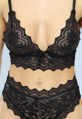 Bralette en Brazilian Slip Set Zwart Kant