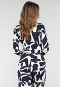 Donkerblauw-Witte Stretch Jumpsuit met Overslagtop