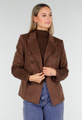 Bruine Stretch Suede Double Breasted Blazer