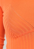 Oranje Rib Bodysuit met Lange Mouwen