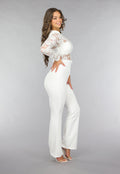 Stretch Jumpsuit met Kant en Ceintuur